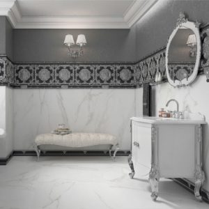 Grey and White Bathroom Wall Tile - Wall Tiles - TileTalk - Chandigarh